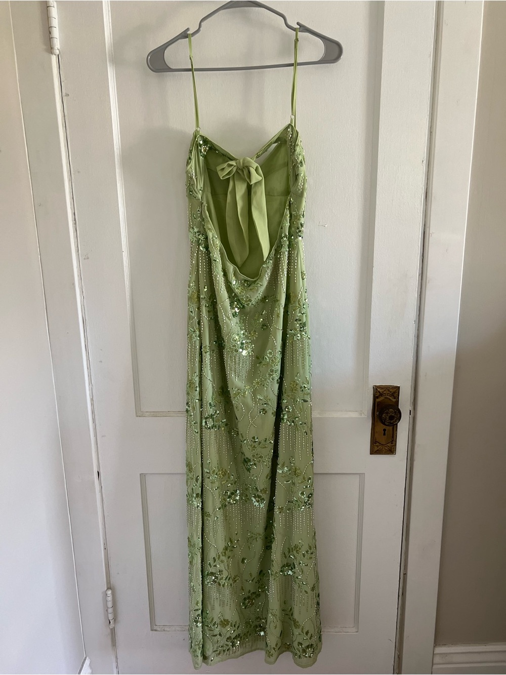 Peppermayo Light Green Beaded Maxi Slip Dress - Picture 2 of 3